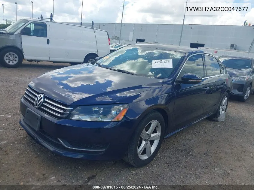 2012 Volkswagen Passat 2.5L Se VIN: 1VWBH7A32CC047677 Lot: 39701615