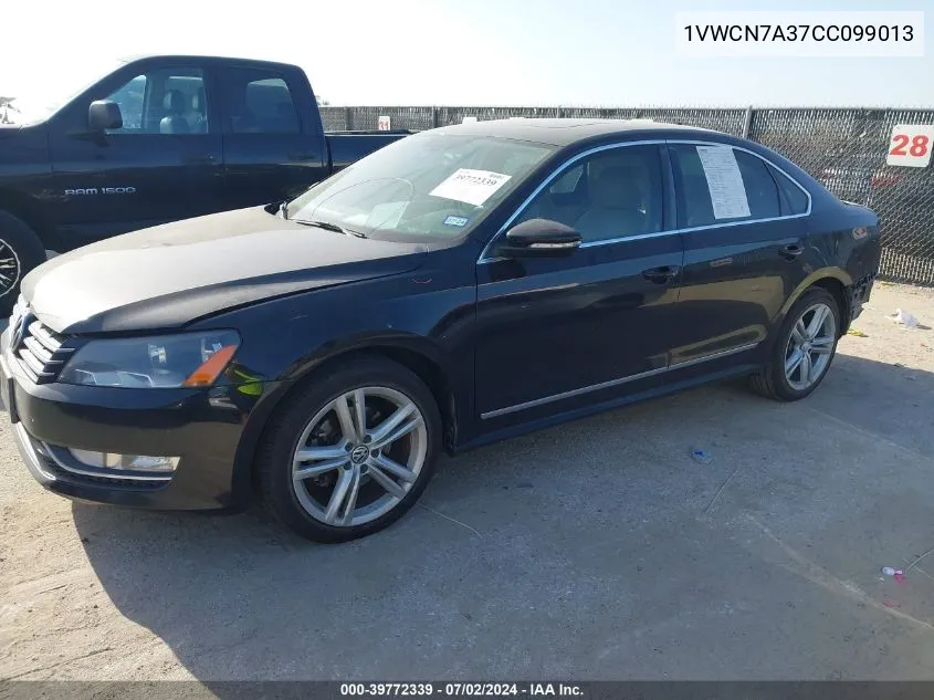 2012 Volkswagen Passat 2.0L Tdi Sel Premium VIN: 1VWCN7A37CC099013 Lot: 39772339