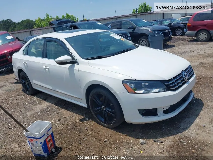 2012 Volkswagen Passat 2.0L Tdi Se VIN: 1VWBN7A34CC093391 Lot: 39811273