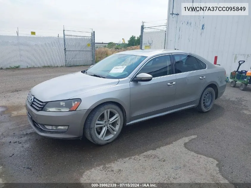 2012 Volkswagen Passat 2.0L Tdi Sel Premium VIN: 1VWCN7A37CC095849 Lot: 39862339