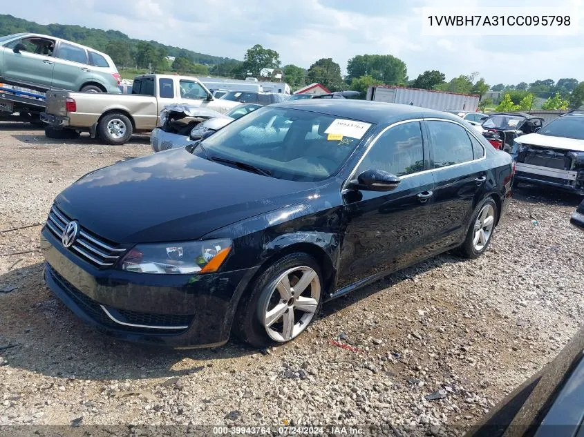 2012 Volkswagen Passat 2.5L Se VIN: 1VWBH7A31CC095798 Lot: 39943764