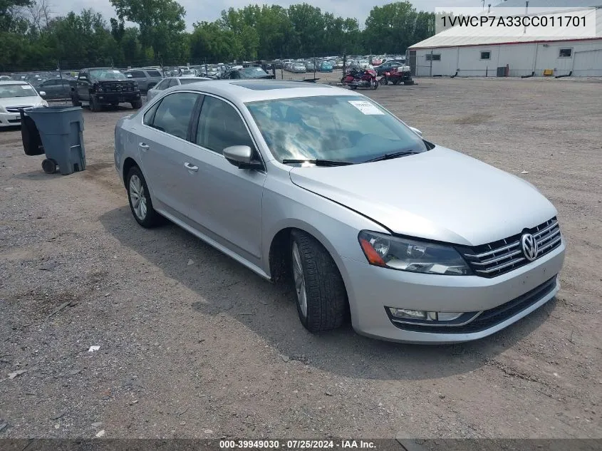 2012 Volkswagen Passat 2.5L Sel Premium VIN: 1VWCP7A33CC011701 Lot: 39949030