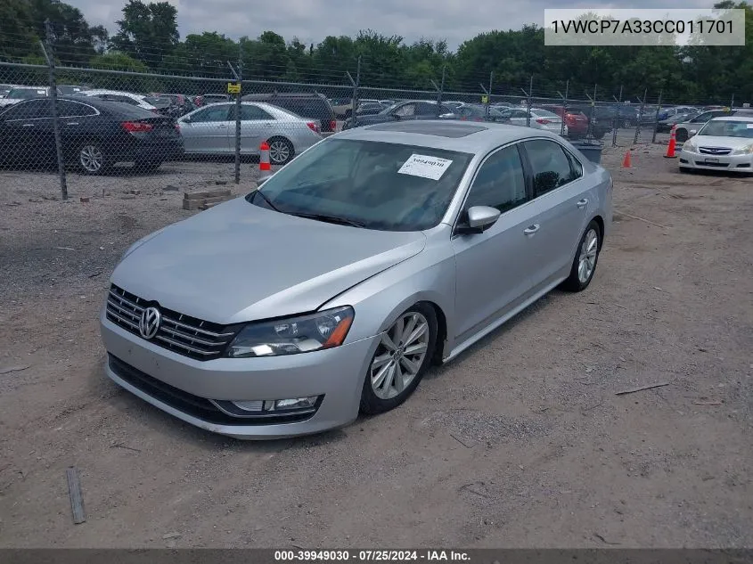 2012 Volkswagen Passat 2.5L Sel Premium VIN: 1VWCP7A33CC011701 Lot: 39949030