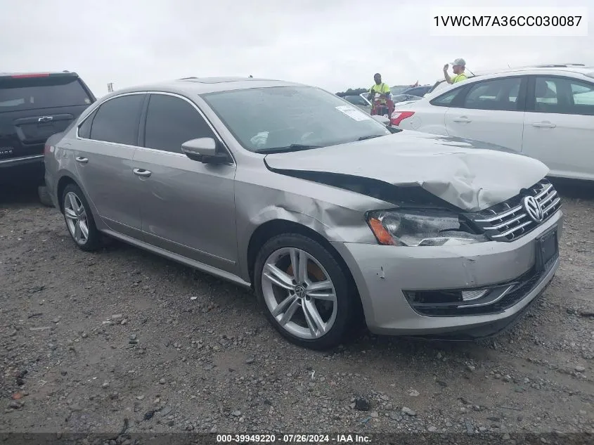 1VWCM7A36CC030087 2012 Volkswagen Passat 3.6L V6 Sel Premium