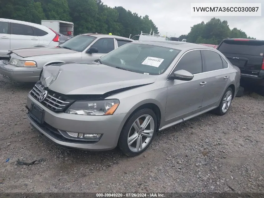 2012 Volkswagen Passat 3.6L V6 Sel Premium VIN: 1VWCM7A36CC030087 Lot: 39949220