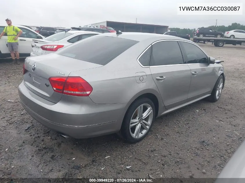 1VWCM7A36CC030087 2012 Volkswagen Passat 3.6L V6 Sel Premium