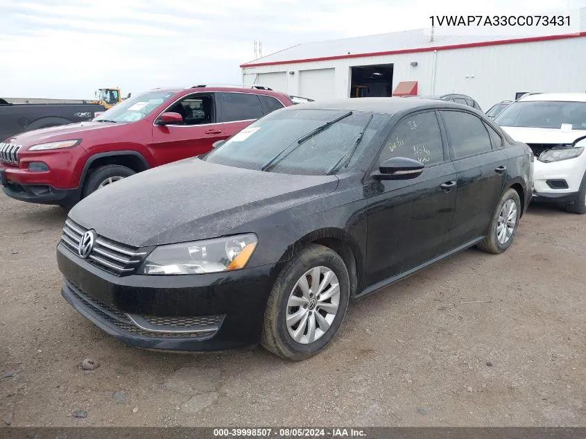 1VWAP7A33CC073431 2012 Volkswagen Passat 2.5L S