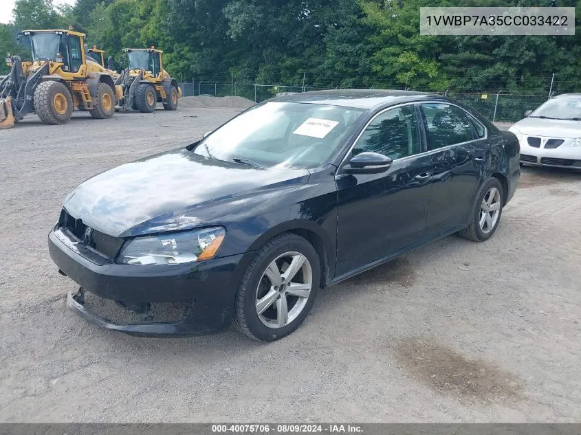 1VWBP7A35CC033422 2012 Volkswagen Passat 2.5L Se