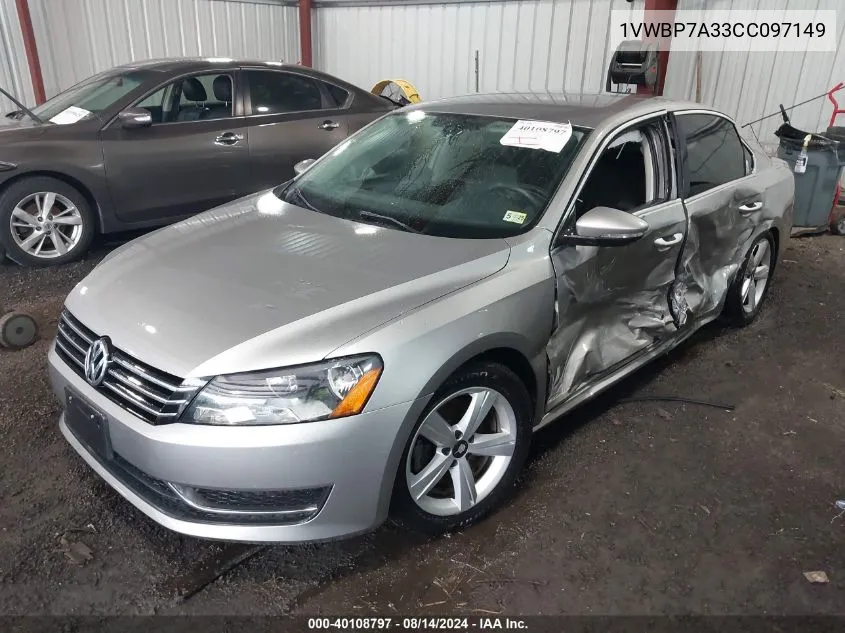 1VWBP7A33CC097149 2012 Volkswagen Passat 2.5L Se