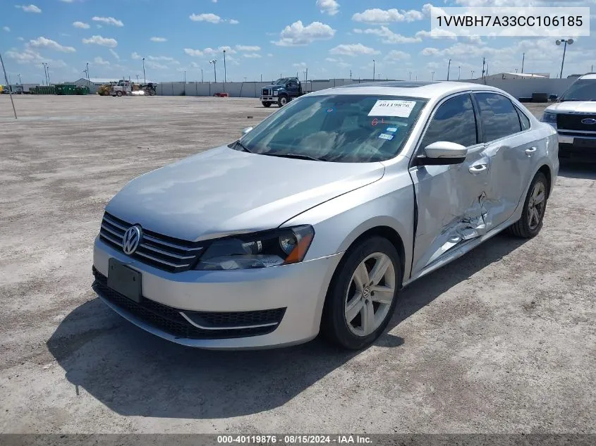 1VWBH7A33CC106185 2012 Volkswagen Passat Se W/Sunroof