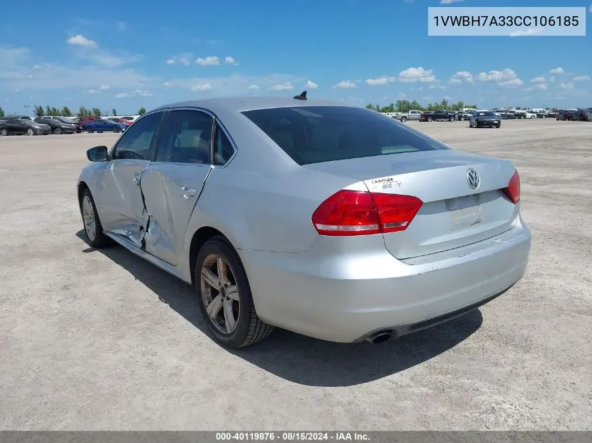 1VWBH7A33CC106185 2012 Volkswagen Passat Se W/Sunroof