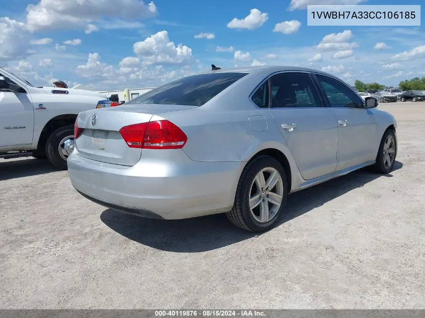 1VWBH7A33CC106185 2012 Volkswagen Passat Se W/Sunroof