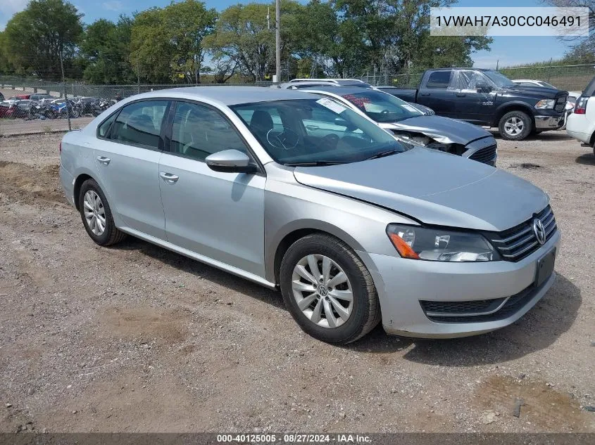 2012 Volkswagen Passat 2.5L S VIN: 1VWAH7A30CC046491 Lot: 40125005