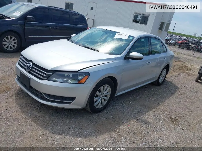 2012 Volkswagen Passat 2.5L S VIN: 1VWAH7A30CC046491 Lot: 40125005