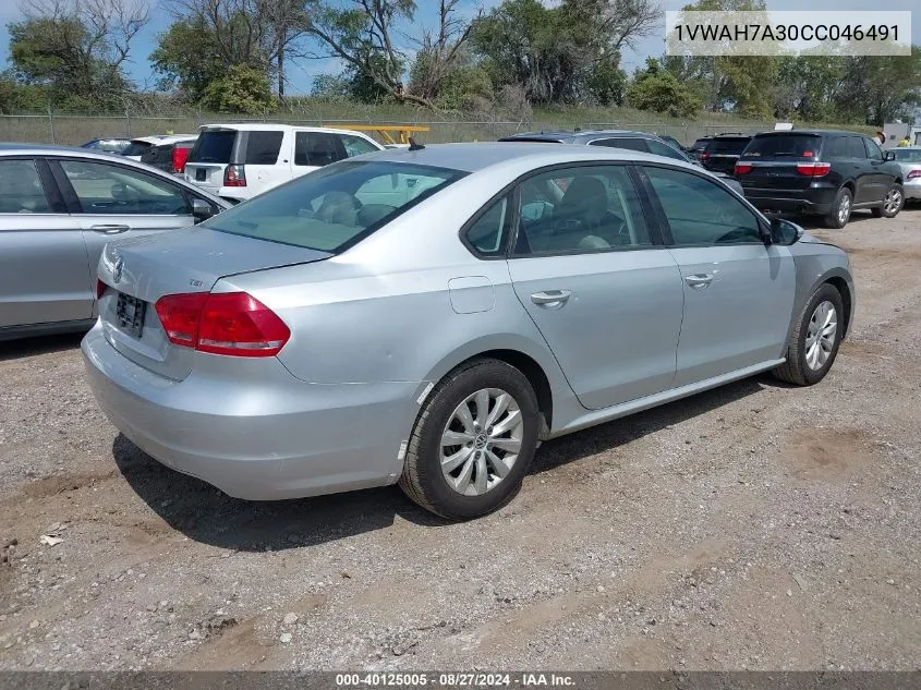 1VWAH7A30CC046491 2012 Volkswagen Passat 2.5L S