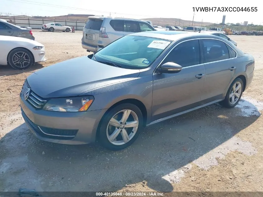 2012 Volkswagen Passat 2.5L Se VIN: 1VWBH7A3XCC044655 Lot: 40135048