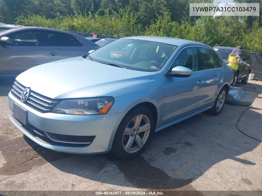 1VWBP7A31CC103479 2012 Volkswagen Passat 2.5L Se