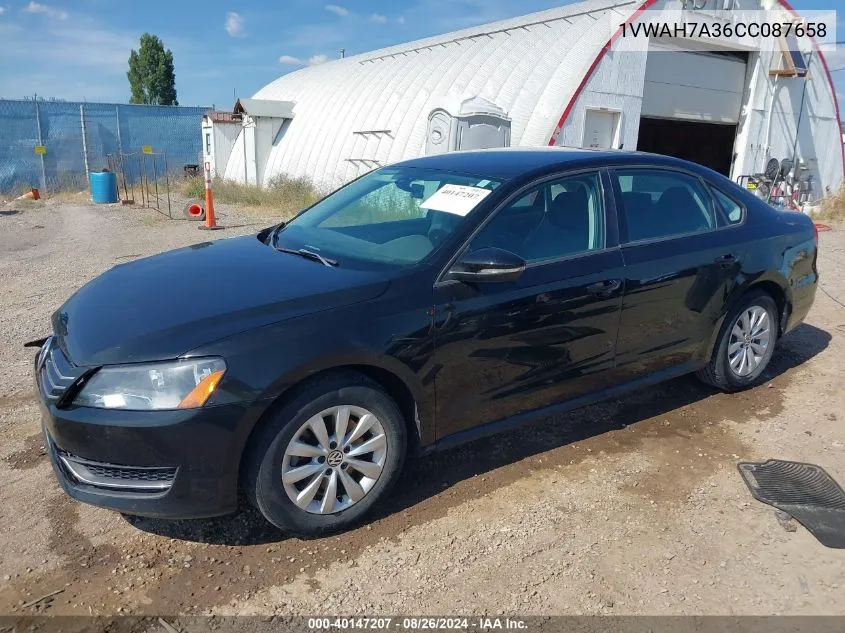 2012 Volkswagen Passat 2.5L S VIN: 1VWAH7A36CC087658 Lot: 40147207