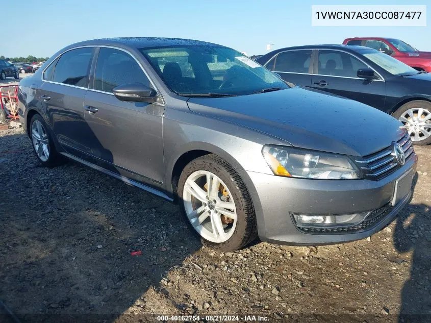 2012 Volkswagen Passat Sel VIN: 1VWCN7A30CC087477 Lot: 40162754