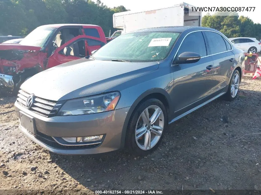 1VWCN7A30CC087477 2012 Volkswagen Passat Sel