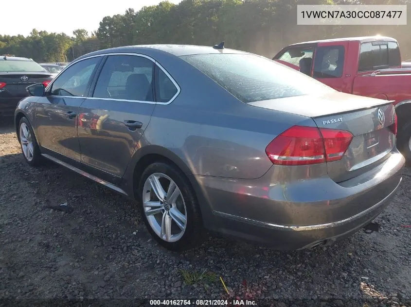 2012 Volkswagen Passat Sel VIN: 1VWCN7A30CC087477 Lot: 40162754