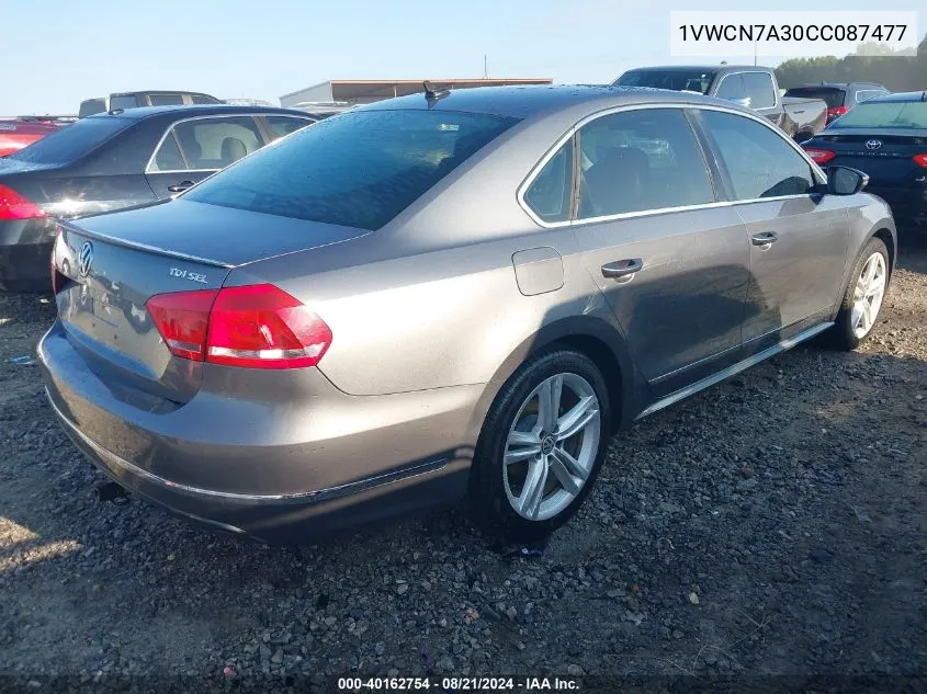 1VWCN7A30CC087477 2012 Volkswagen Passat Sel