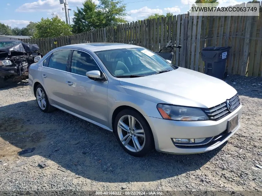 1VWBM7A3XCC063749 2012 Volkswagen Passat 3.6L V6 Se