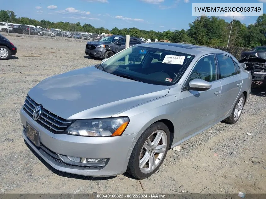 2012 Volkswagen Passat 3.6L V6 Se VIN: 1VWBM7A3XCC063749 Lot: 40166322