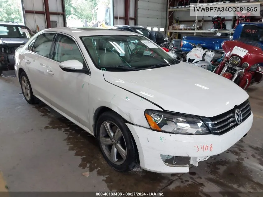 1VWBP7A34CC081865 2012 Volkswagen Passat 2.5L Se