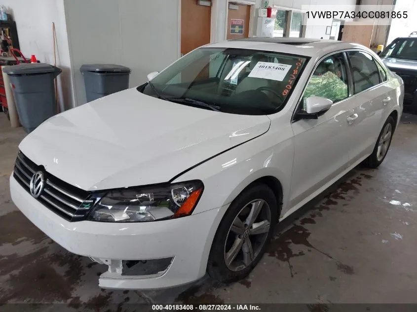 2012 Volkswagen Passat 2.5L Se VIN: 1VWBP7A34CC081865 Lot: 40183408