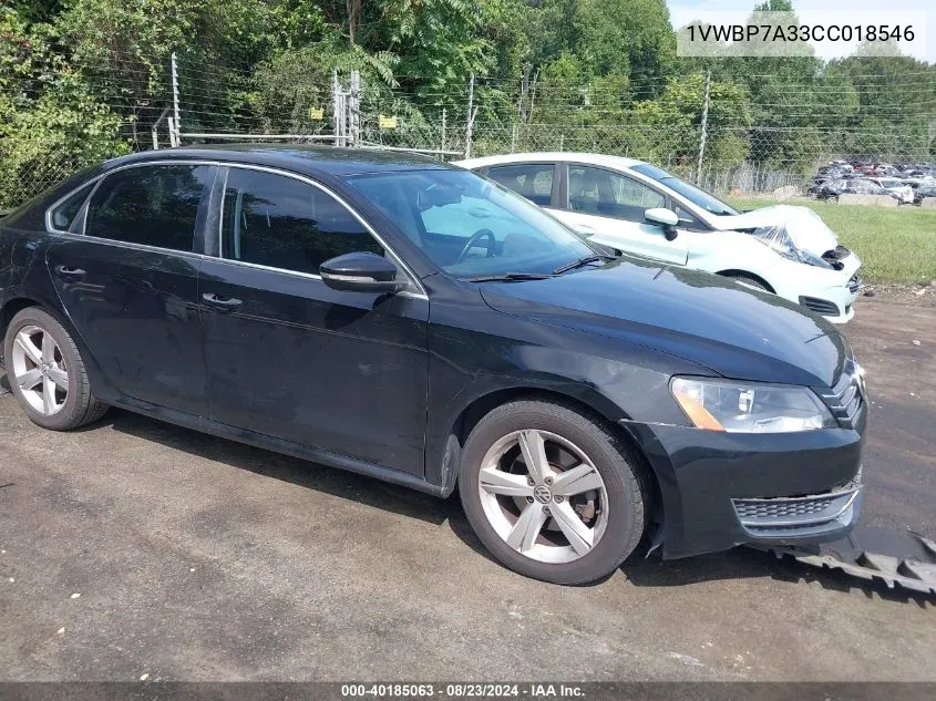 2012 Volkswagen Passat 2.5L Se VIN: 1VWBP7A33CC018546 Lot: 40185063