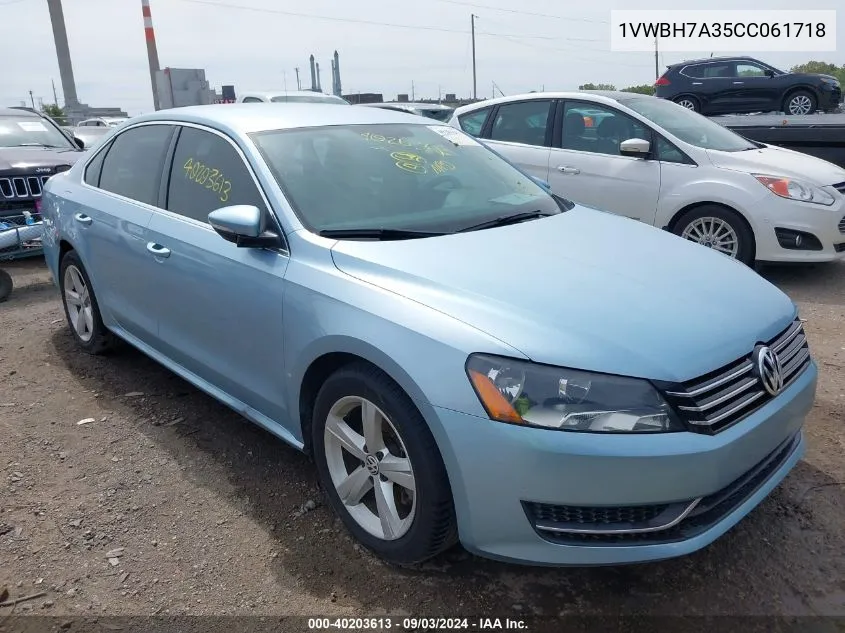 2012 Volkswagen Passat 2.5L Se VIN: 1VWBH7A35CC061718 Lot: 40203613