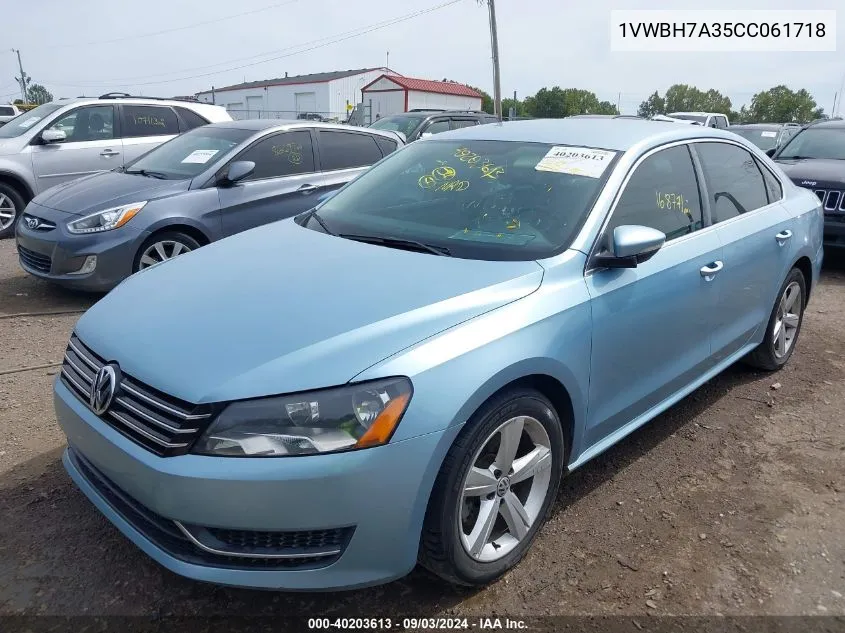 2012 Volkswagen Passat 2.5L Se VIN: 1VWBH7A35CC061718 Lot: 40203613