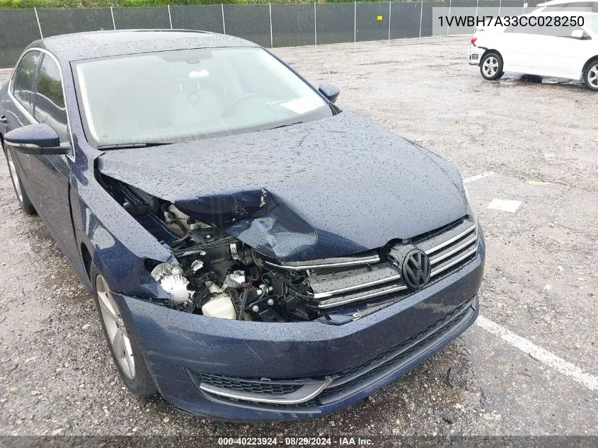 2012 Volkswagen Passat 2.5L Se VIN: 1VWBH7A33CC028250 Lot: 40223924