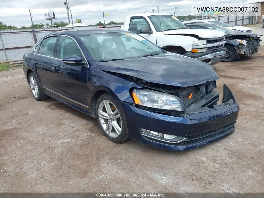 1VWCN7A38CC007102 2012 Volkswagen Passat 2.0L Tdi Sel Premium