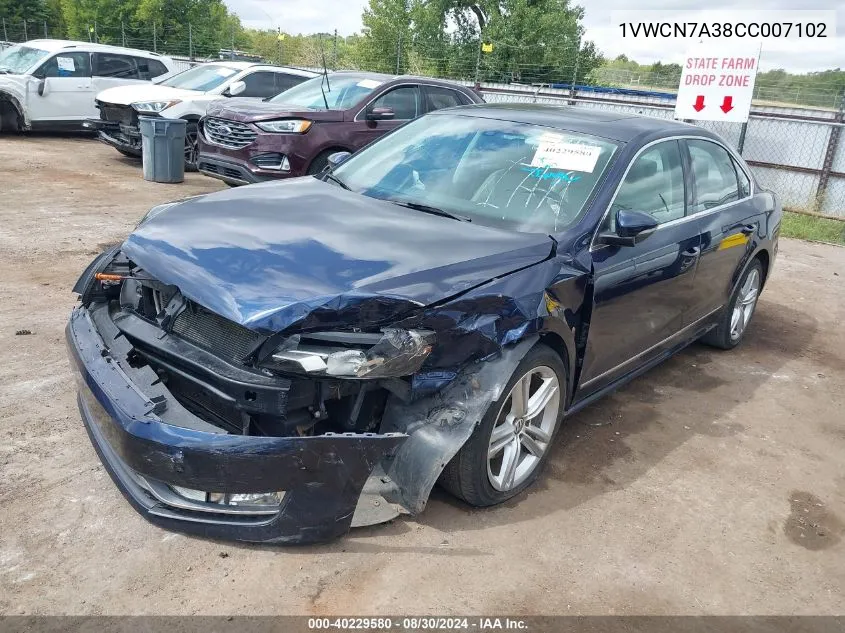 1VWCN7A38CC007102 2012 Volkswagen Passat 2.0L Tdi Sel Premium