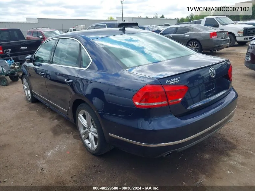 2012 Volkswagen Passat 2.0L Tdi Sel Premium VIN: 1VWCN7A38CC007102 Lot: 40229580