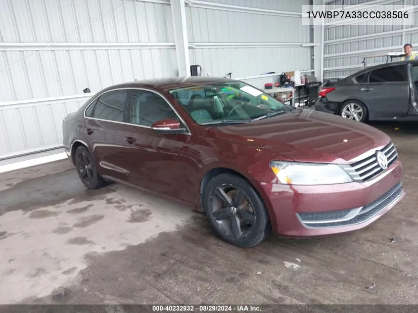 2012 Volkswagen Passat 2.5L Se VIN: 1VWBP7A33CC038506 Lot: 40232932