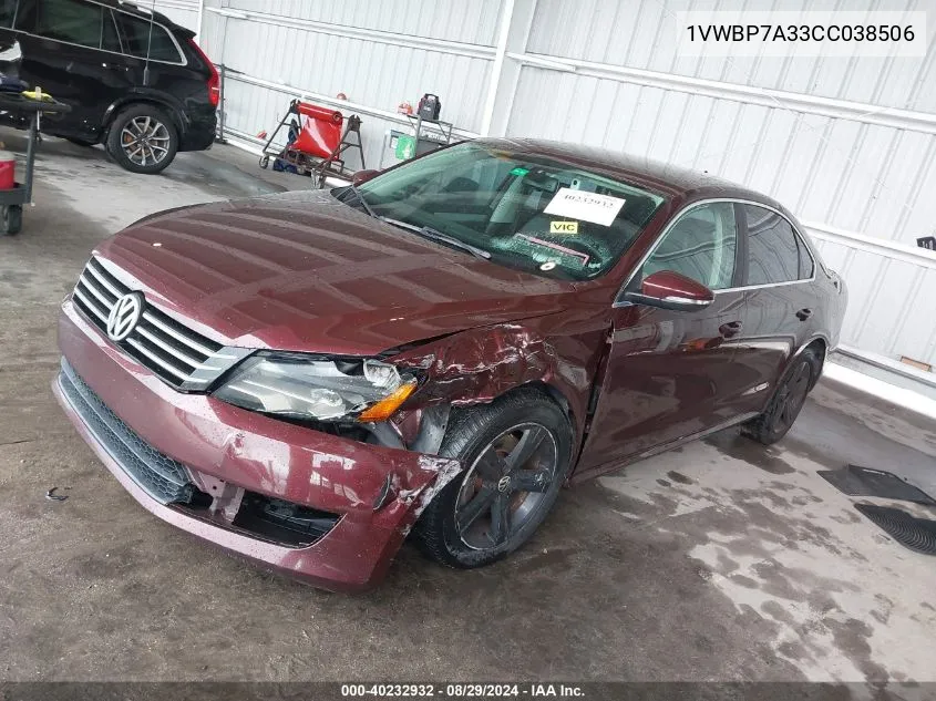 2012 Volkswagen Passat 2.5L Se VIN: 1VWBP7A33CC038506 Lot: 40232932