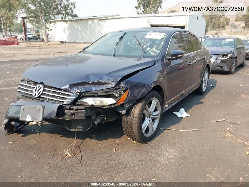 2012 Volkswagen Passat 3.6L V6 Sel Premium VIN: 1VWCM7A37CC072560 Lot: 40233546