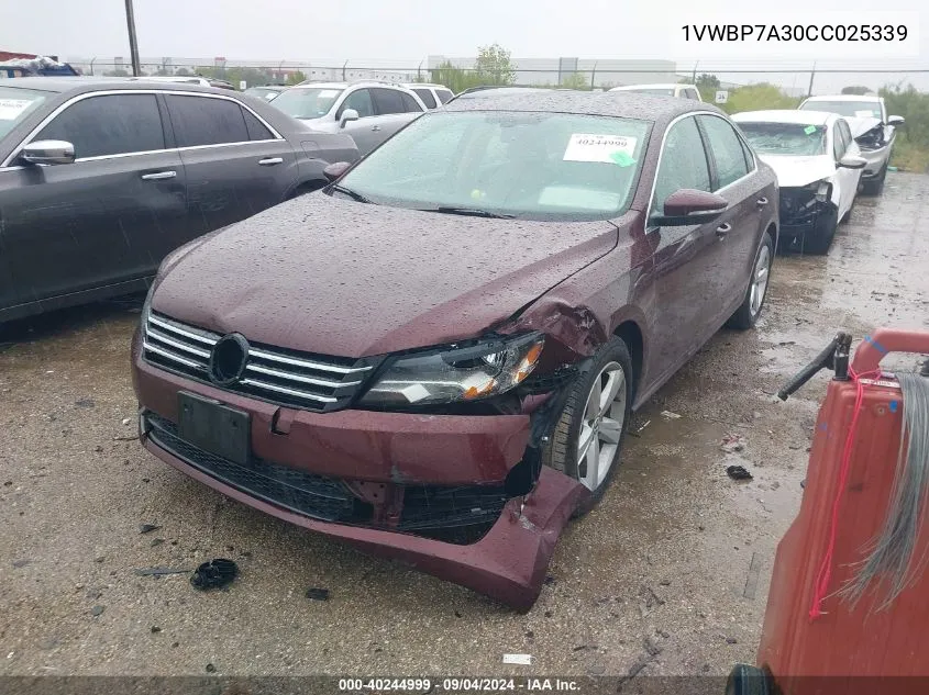 2012 Volkswagen Passat 2.5L Se VIN: 1VWBP7A30CC025339 Lot: 40244999