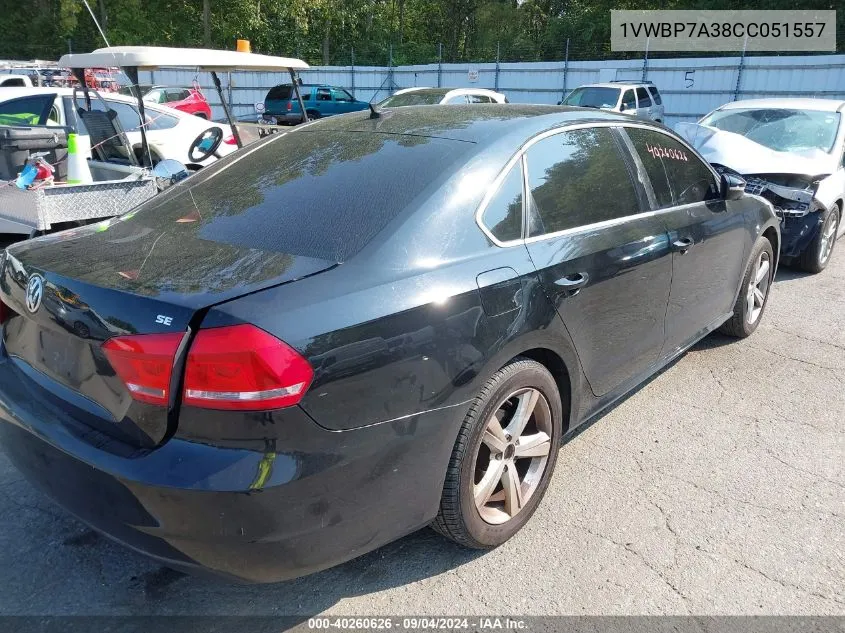 1VWBP7A38CC051557 2012 Volkswagen Passat 2.5L Se