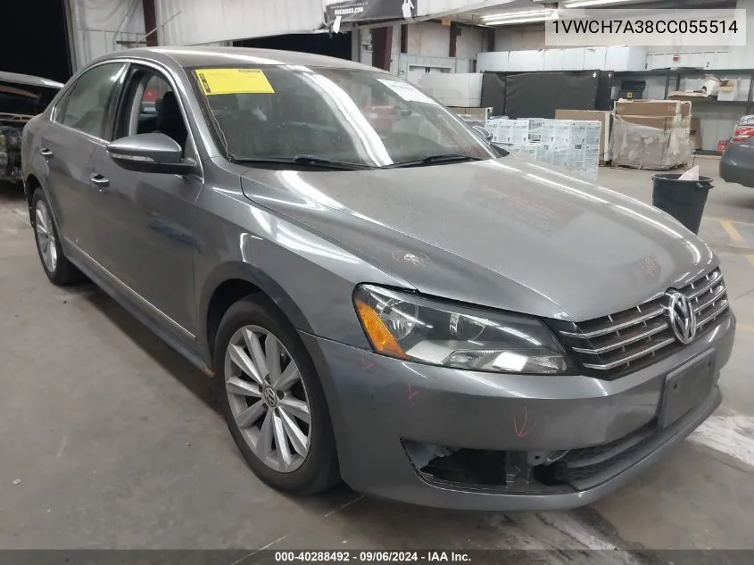 2012 Volkswagen Passat Sel VIN: 1VWCH7A38CC055514 Lot: 40288492