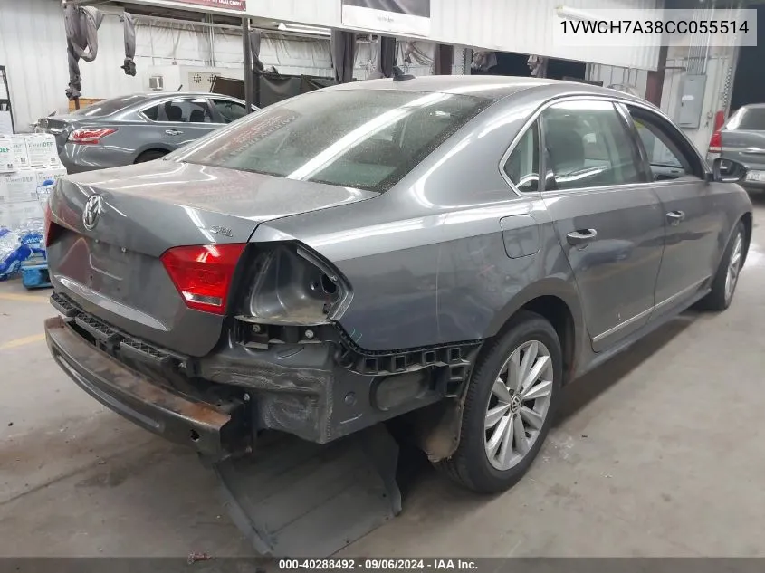 1VWCH7A38CC055514 2012 Volkswagen Passat Sel