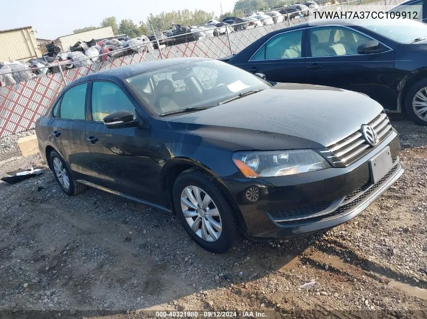 2012 Volkswagen Passat 2.5L S VIN: 1VWAH7A37CC109912 Lot: 40321980