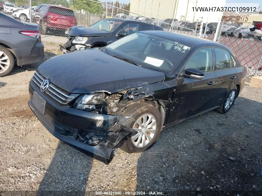 2012 Volkswagen Passat 2.5L S VIN: 1VWAH7A37CC109912 Lot: 40321980