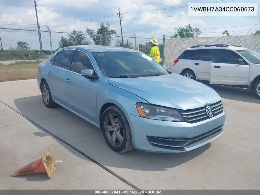 2012 Volkswagen Passat 2.5L Se VIN: 1VWBH7A34CC060673 Lot: 40337041