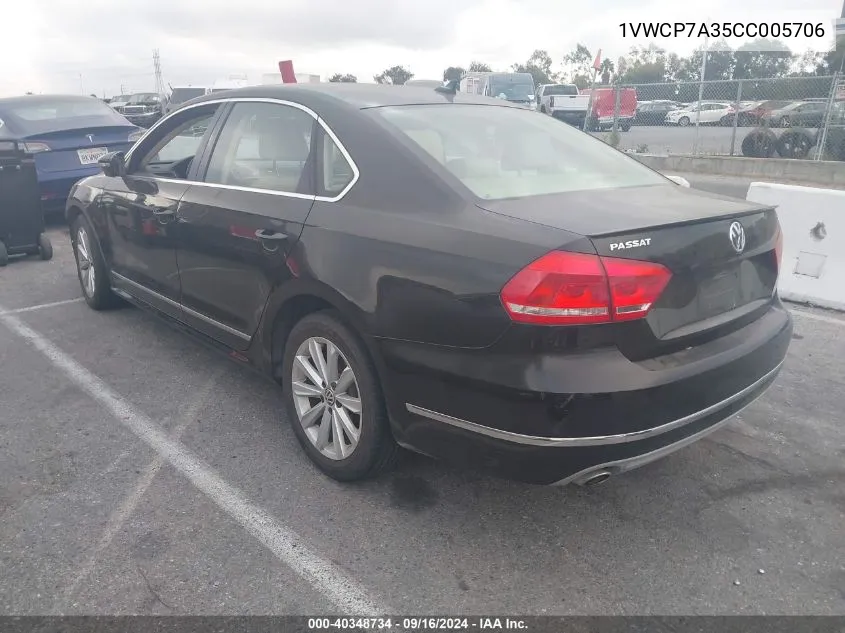 2012 Volkswagen Passat 2.5L Sel Premium VIN: 1VWCP7A35CC005706 Lot: 40348734