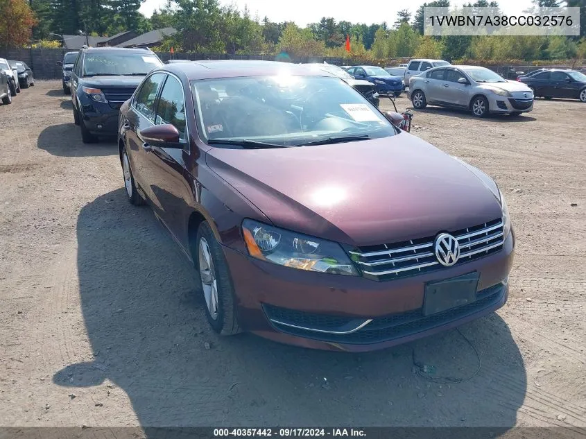 1VWBN7A38CC032576 2012 Volkswagen Passat 2.0L Tdi Se