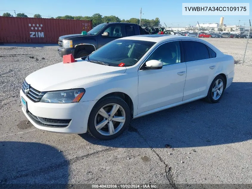 2012 Volkswagen Passat 2.5L Se VIN: 1VWBH7A34CC109175 Lot: 40432036